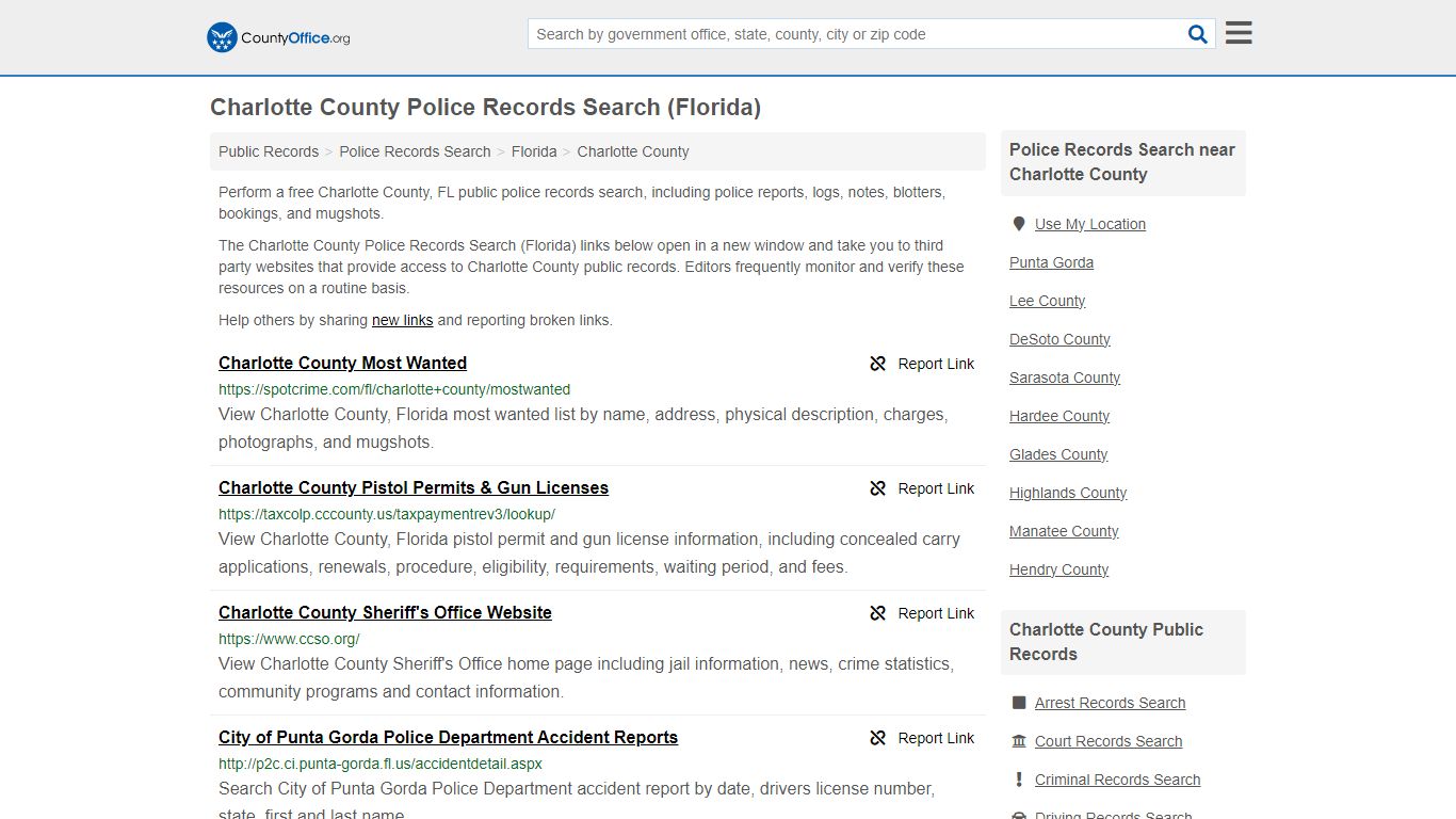 Charlotte County Police Records Search (Florida) - County Office
